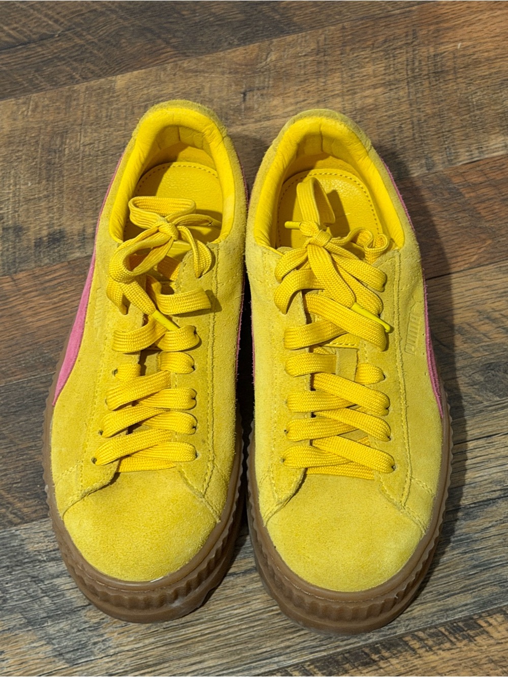 Puma Fenty Yellow Suede Women's Platform Sneakers
